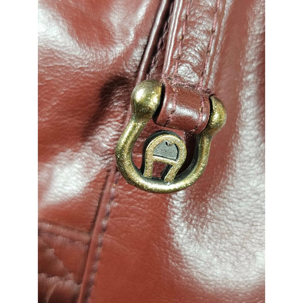 Etienne Aigner Vintage 70s Burgundy Leather Belted Trench Coat SIZE 14 Rare - Picture 8 of 11